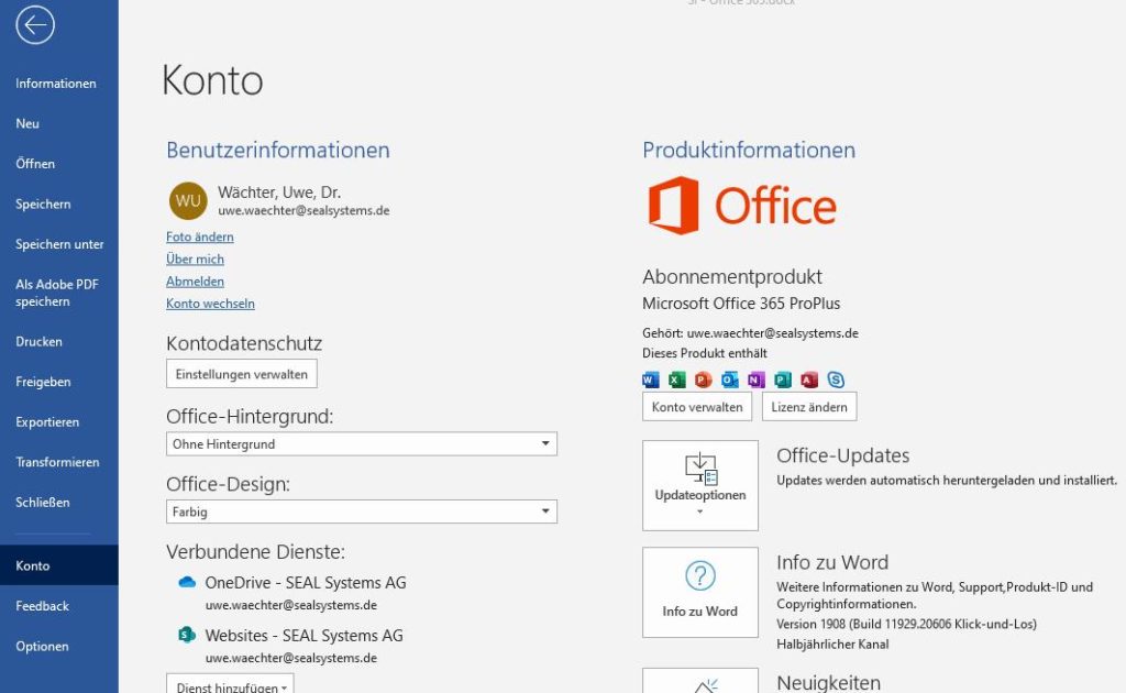 MS Office account
