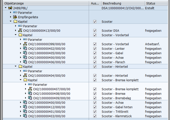 Documentation creation order in SAP including chapter structure