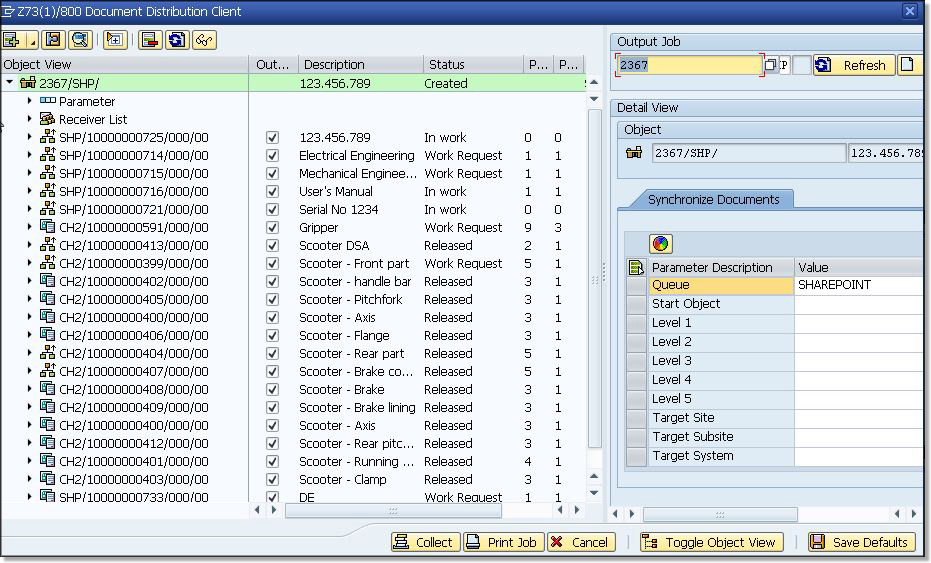 Screenshot: Génération d’une requête de sortie dans SAP